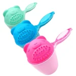 1PC Baby Cartoon Bear Bathing Cup Newborn Kid Shower Shampoo Cup Bailer Baby Kids Shower Water Spoon Bath Wash Cups for 3 Colors
