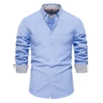 AIOPESON 2023 New Autumn Cotton Men’s Oxford Shirt Long Sleeve Button Down Social Business Casual Shirts for Men