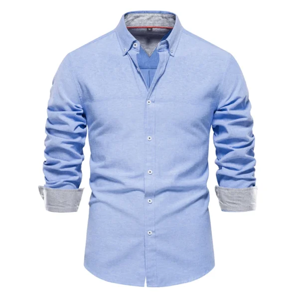 AIOPESON 2023 New Autumn Cotton Men’s Oxford Shirt Long Sleeve Button Down Social Business Casual Shirts for Men