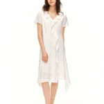DUSHU Women’s 2026 Summer New Arrival V-Neck Dress with 3D Rose Decor Elegant & Romantic Date Dress Available in Multiple Sizes
