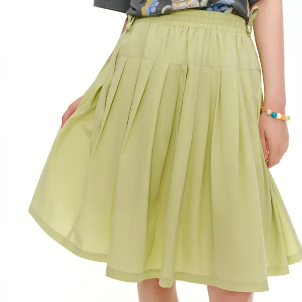 DUSHU Women’s 2026 New Dopamine Color A-Line Pleated Skirt | Elastic Waist Sweet Casual Skirt Multi Sizes for All Body Types