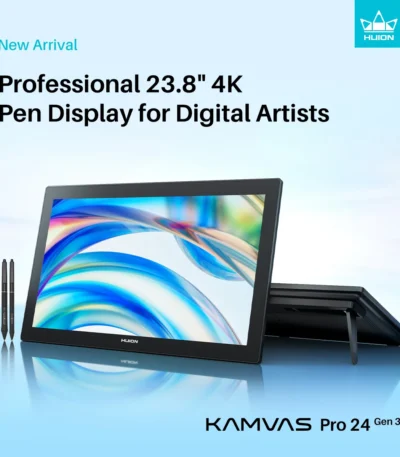 HUION KAMVAS Pro 24 (Gen 3) 4K UHD Touch Drawing Tablet with Screen, Pentech 4, 16K Pressure Levels, Pen Display with Dual Pen 1
