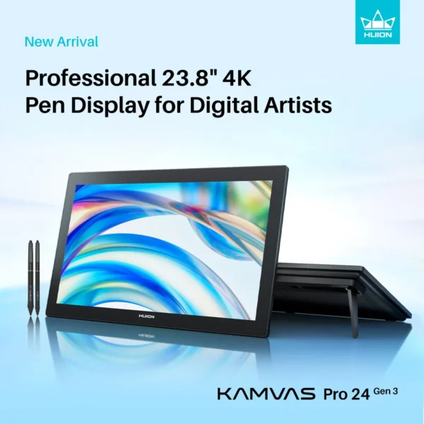 HUION KAMVAS Pro 24 (Gen 3) 4K UHD Touch Drawing Tablet with Screen, Pentech 4, 16K Pressure Levels, Pen Display with Dual Pen