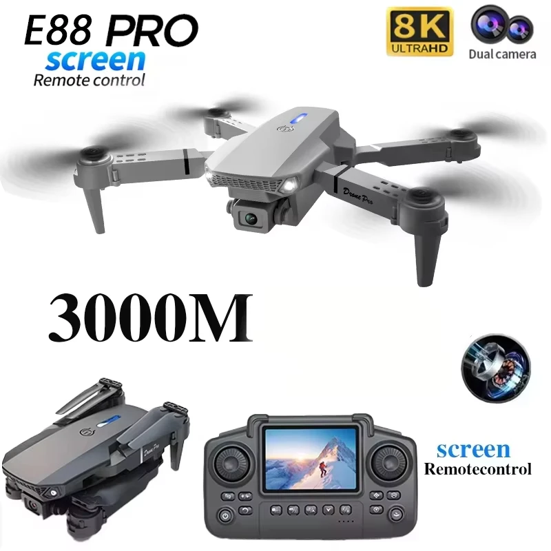 E88PRO Drone 8K 5G HD Dual Camera Aerial Photography Remote control screen display Control Aircraft Quadcopter 1