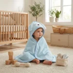 Baby Hooded Poncho Style Towel Thickened Cotton Bathrobe for Newborns 80x80cm Soft Quick Drying Hooded Wrap for Infant Bath