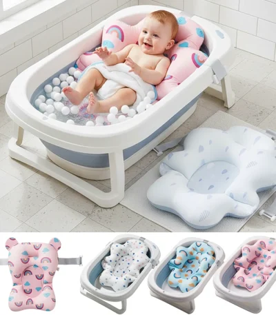 Baby Shower Bath Tub Pad Non-Slip Bathtub Mat Newborn Safe Security Bath Support Cushion Suspension Soft Pillow Care Accessories 1