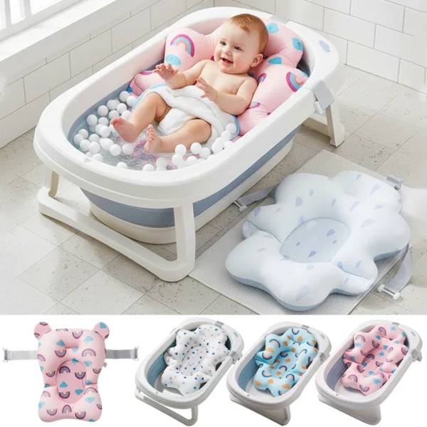 Baby Shower Bath Tub Pad Non-Slip Bathtub Mat Newborn Safe Security Bath Support Cushion Suspension Soft Pillow Care Accessories