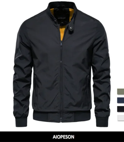AIOPESON Solid Color Baseball Jacket Men Casual Stand Collar Bomber Mens Jackets Autumn High Quality Slim Fit Jackets for Men 1