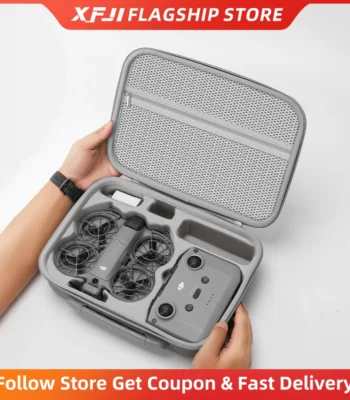 XFJI Travel Organizer Bag for DJI NEO 2 Drone Accessories Hard Shell PU Leather Case Fits RC-N3 Remote Protective Shoulder Pouch 1