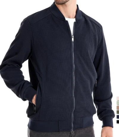 AIOPESON Mens Waffle Fleece Lined Bomber Jacket Autumn Winter Warm Casual Zipper Pocket Outwear Jackets and Coats for Men 1