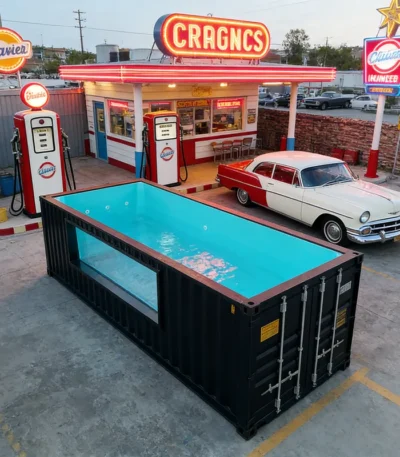Customized Factory Prefab 20ft 40ft Shipping Container Swimming Pools with with Spa Acrylic Window for Outdoor 1