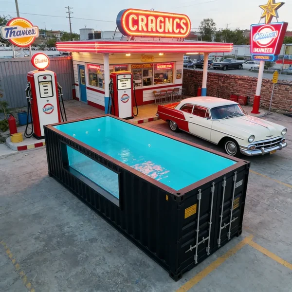 Customized Factory Prefab 20ft 40ft Shipping Container Swimming Pools with with Spa Acrylic Window for Outdoor