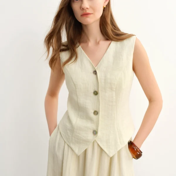 DUSHU Vest Skirt Fashion Suit 2025 Summer New Design Sleeveless Top Skirt Two-piece Commuting Suit 25DS82842+25DS82845