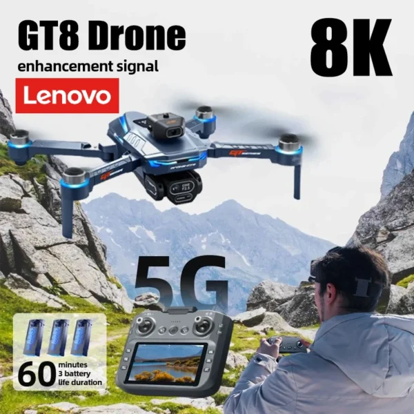 Lenovo GT8 Drone 8K Professional 4K HD Camera 5G Brushless Motor Aerial Photography Optical Flow with screen RC Quadcopter toy