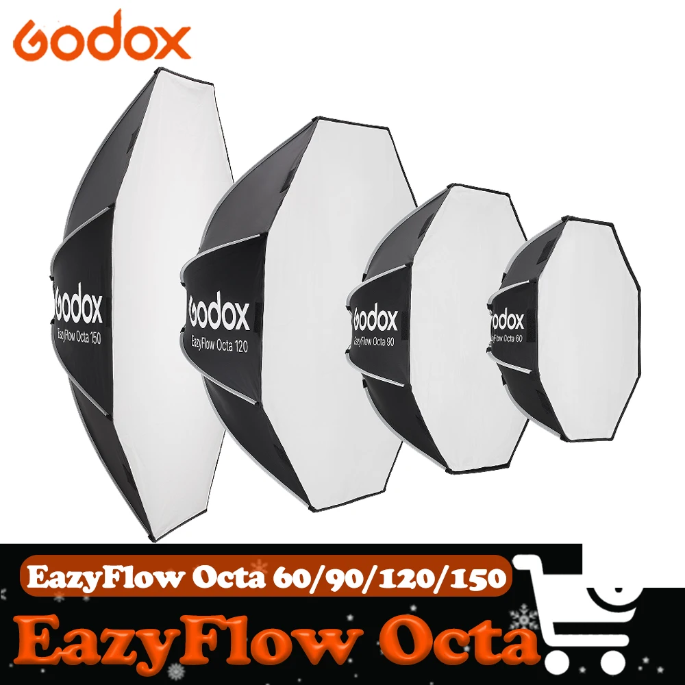 Godox EazyFlow Octa 60/90/120/150 Foldable Softbox Quick Release Portable Lighting Diffuser for Photography Studio Godox EazyFlow Octa 60/90/120/150 Foldable Softbox Quick Release Portable Lighting Diffuser for Photography Studio
