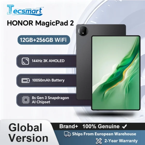 HONOR MagicPad 2,EU Version WiFi tablet,10050mAh Battery,android tablet, 12.3″ OLED Screen,Snapdragon 8s Gen 3,13MP Rear Camera