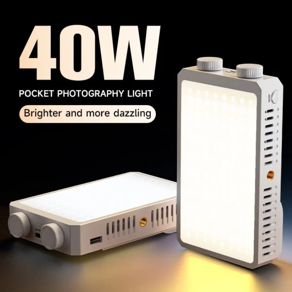 40W LED Camera Light 2800K-9000K Handheld Fill Light RGB Portable Lights Panel 4400mAh Rechargeable Video Light for Photography