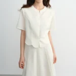 DUSHU Plus Size Women’s New Chinese Style Moonlight White Jacquard Suit 2025 Summer Chinese Style Suit 25DS82391+25DS82390