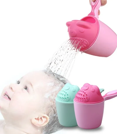 Cute Cartoon Baby Bath Caps Toddle Shampoo Cup Children Bathing Bailer Baby Shower Spoons Child Washing Hair Cup Kids Bath Tool
