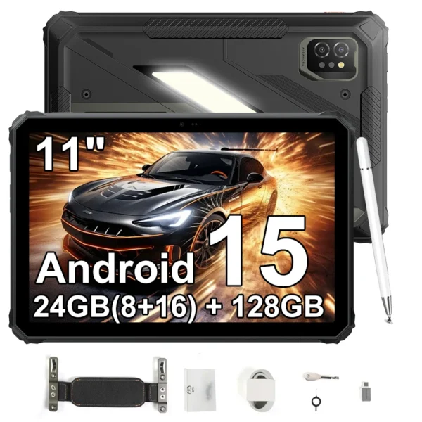 [No EU Charger] Blackview Active 7 11” Rugged Tablet 24GB(8+16)+128GB MediaTek G81 Android 15 Night Version IPS 120Hz 10000mAh NFC Doke AI Night Vision & Camping Light
