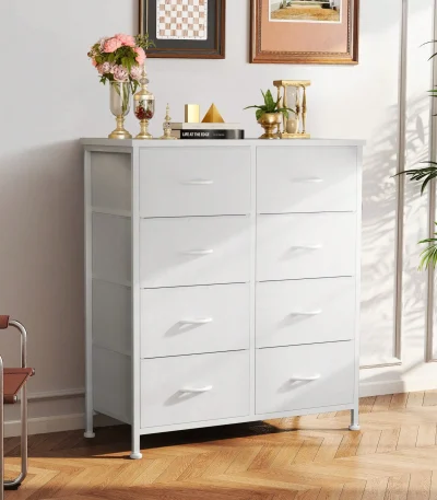 OLIXIS Dresser For Bedroom, Dressers & Chests Of Drawers Dresser Organizer, Wood Top Table Furniture With 8 Fabric Storage Tower Unit, Chest Of Drawers For Closet, Living Room, Hallway, Porch
