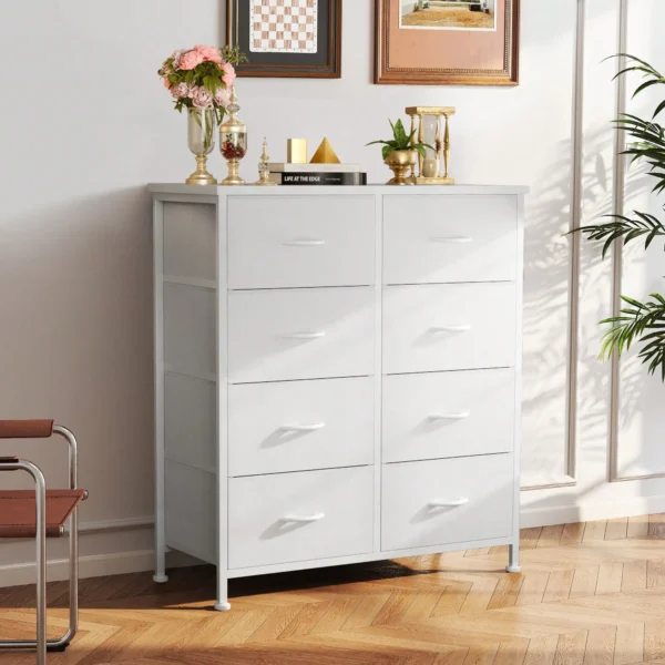 OLIXIS Dresser For Bedroom, Dressers & Chests Of Drawers Dresser Organizer, Wood Top Table Furniture With 8 Fabric Storage Tower Unit, Chest Of Drawers For Closet, Living Room, Hallway, Porch