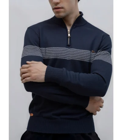AIOPESON Men's Zipper Sweater Striped Design Knitted Warm Half Zip Pullover Autumn Winter Outdoor Casual Sweatshirt Mens 1