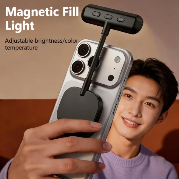 5-Level Color Temperature Adjustable Magnetic Phone Flashes Selfie Fill Light for Magsafe iPhone 17~12 Vlog Reading Lights