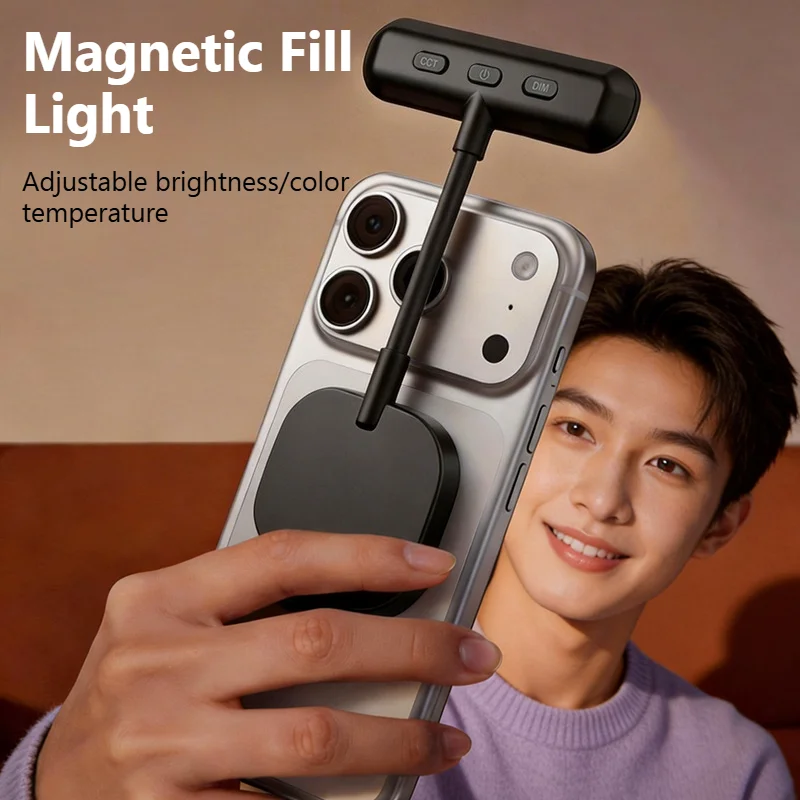 5-Level Color Temperature Adjustable Magnetic Phone Flashes Selfie Fill Light for Magsafe iPhone 17~12 Vlog Reading Lights 1