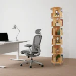 6-Tier Rotating Bookshelf, 360° Spinning Pine Wood Bookcase with Large Storage, Kids Room Living Room Study Corner Organizer, Freestanding Display Rack for Toys Plants, Space-Saving Home Decor