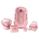 Baby Bath Set with Stool and Bucket, 5-Piece Set, Thickened Durable Material, for Newborn Bathing, Newborn Gift