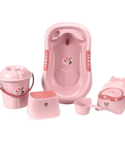 Baby Bath Set with Stool and Bucket, 5-Piece Set, Thickened Durable Material, for Newborn Bathing, Newborn Gift 1