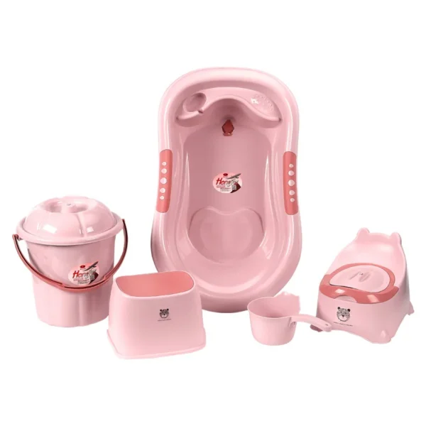 Baby Bath Set with Stool and Bucket, 5-Piece Set, Thickened Durable Material, for Newborn Bathing, Newborn Gift