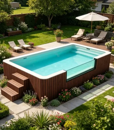 Customized Big Inground Pool With Dive Glass Pool Transparent Design For Resort Hotel Private Villa Leisure 1