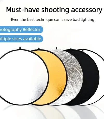 2-in-1 Dual Sided Gold Silver Reflector Portable Foldable Light Panel for Portrait Live Streaming Studio Outdoor Photography