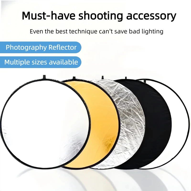 2-in-1 Dual Sided Gold Silver Reflector Portable Foldable Light Panel for Portrait Live Streaming Studio Outdoor Photography 1