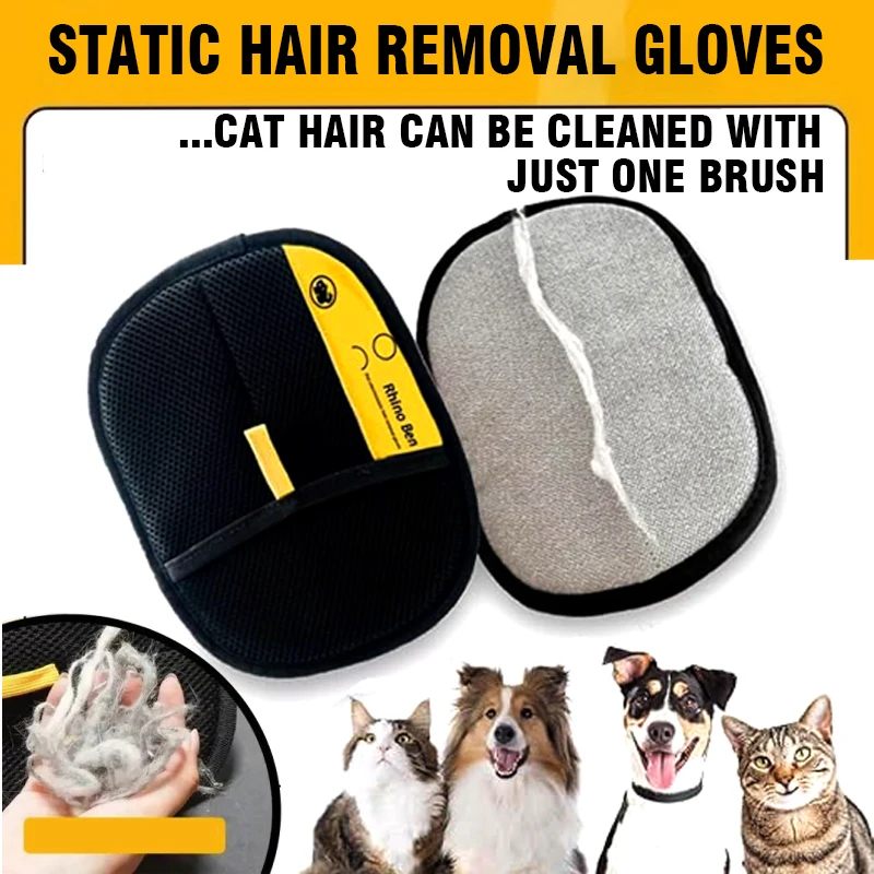 Animal hair glove Electrostatic gloves Two-way brush pet hair removal glove for cats dogs clothes furniture  electrostatic 1