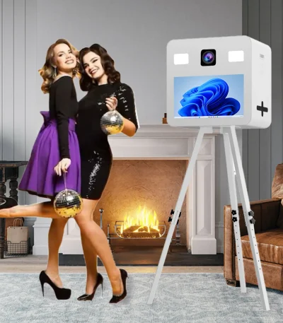 with Flight Case 21.5″ Touch Screen Photo Booth Portable Tripod Selfie PhotoBooth Machine DSLR Booth for Wedding Rental Events