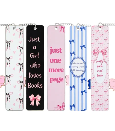 Bow Bookmarks with Pendant, Cute Girly Page Markers, Ideal Reading Accessories for Book Lovers, Perfect Gifts for Teen Girls Rea 1