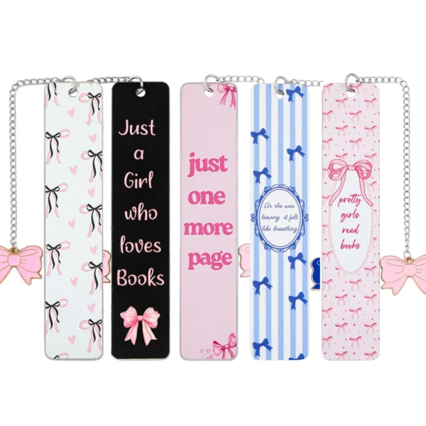Bow Bookmarks with Pendant, Cute Girly Page Markers, Ideal Reading Accessories for Book Lovers, Perfect Gifts for Teen Girls Rea