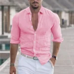 Summer Trend Men’s Long-Sleeved Shirt – Casual Breathable Top – Daily Routine Suitable for Both Holidays and Office Settings