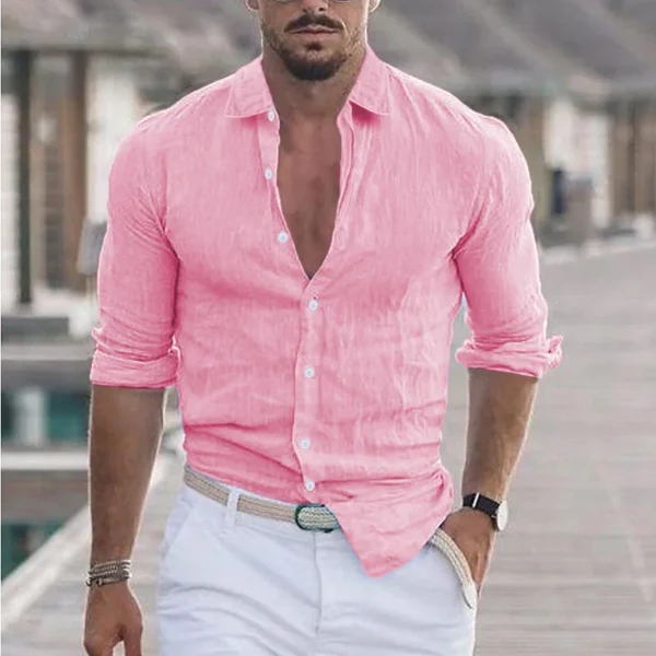 Summer Trend Men’s Long-Sleeved Shirt – Casual Breathable Top – Daily Routine Suitable for Both Holidays and Office Settings