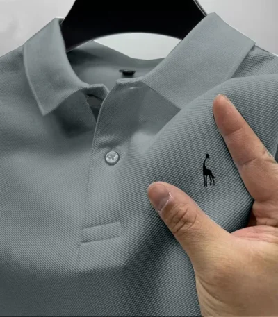 AIOPESON New Man Polo Shirt Mens Casual Deer Cotton Polo Shirt Men Short Sleeve High Quantity Polo Men 1