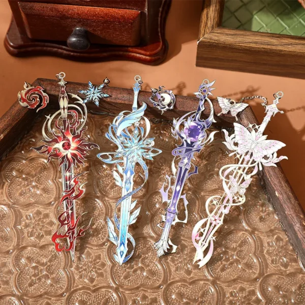 Vintage Eternal Sword Metal Bookmarks Exquisite Enamel Sword Book Mark With Chain Creative Bookmarks For Book Lovers Gift