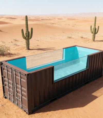 Customized Economic Shipping Container Pool Quick Assembly Above Ground Pool with Complete Accessories Glass Pool 1