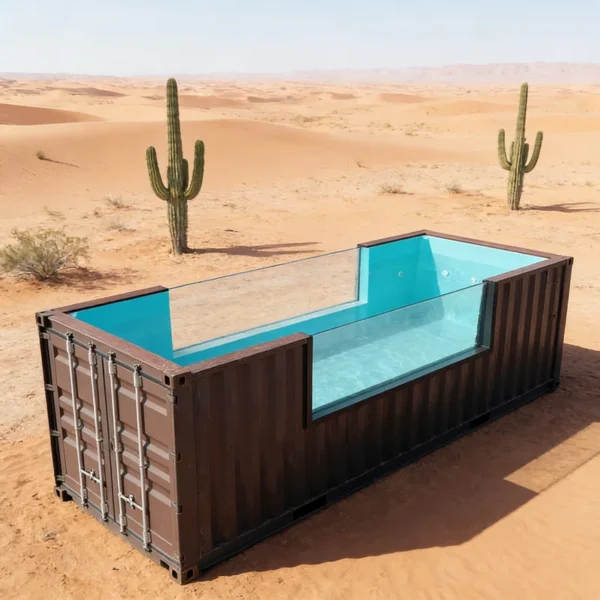 Customized Economic Shipping Container Pool Quick Assembly Above Ground Pool with Complete Accessories Glass Pool