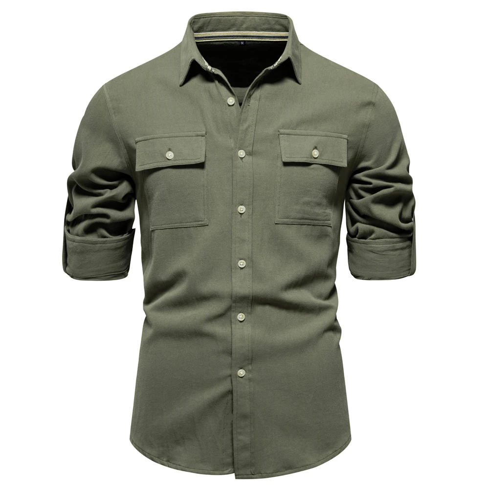 AIOPESON 100% Cotton Casual Men’s Shirts Solid Color Double Pockets Long Sleeve Shirts for Men New Spring Designer Clothing Men AIOPESON 100% Cotton Casual Men’s Shirts Solid Color Double Pockets Long Sleeve Shirts for Men New Spring Designer Clothing Men