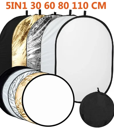 60/30CM 12 Inch Reflector 5 in 1 Photos Round Reflector For Photography Light Diffuser Photo Studio Accessory Handhold Portable 1