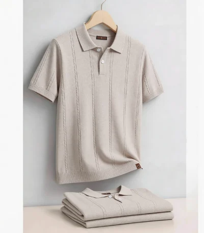 AIOPESON Men's Stripe Golf Polo Shirt Old Money Cool Silk Fabric Short Sleeve Icy Touch Breathable Casual Summer Top 1