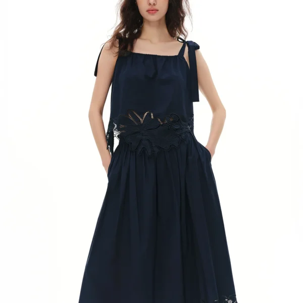 DUSHU 2026 Summer Women Floral Embroidered Two Piece Set Adjustable Straps Camisole Skirt Soft Dreamy Vacation Inclusive Size